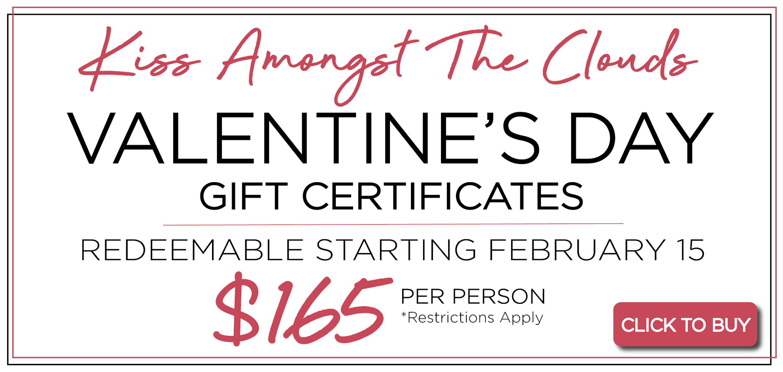Valentine's Day Gift Certificates | $165 per person