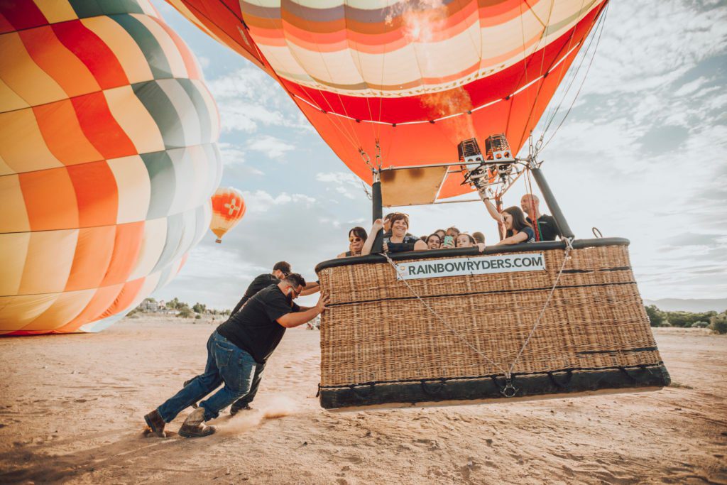 Flight crew launching a hot air balloon