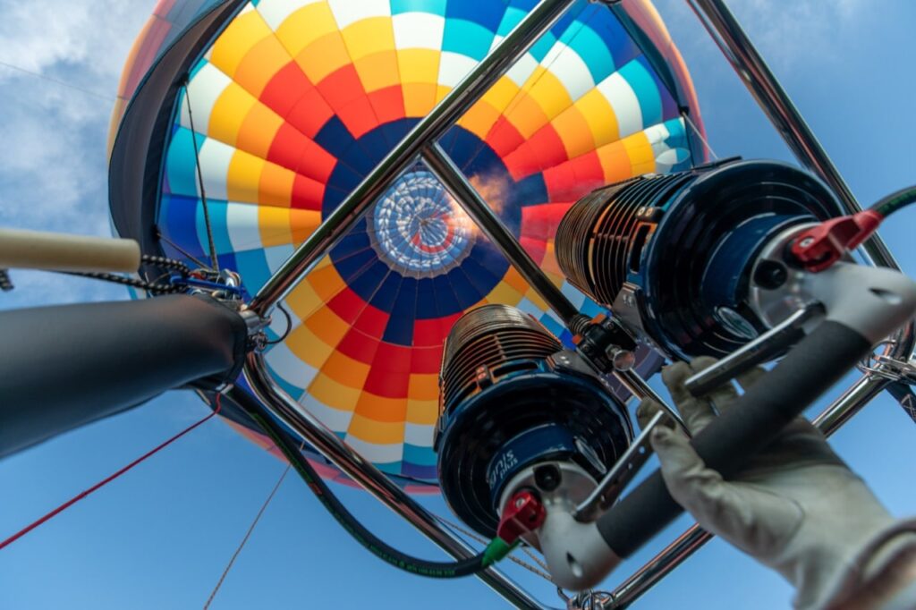 Close up of hot air balloon burners