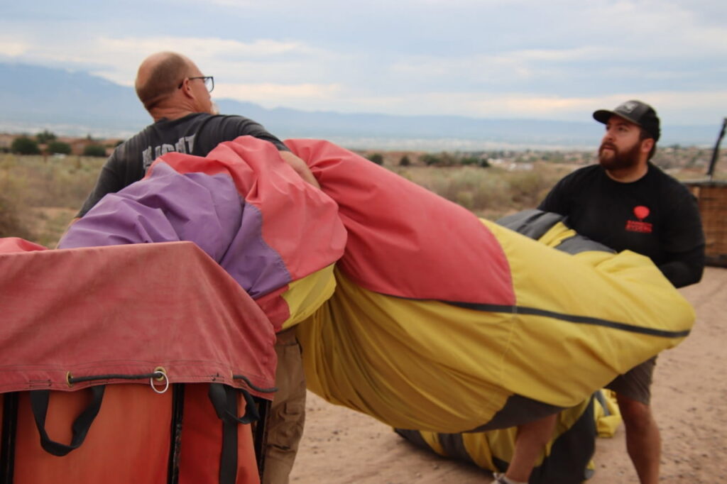 Launch crew preparing the balloon envelope